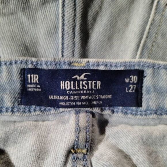 Hollister Distressed Ultra High Rise Vintage Straight Color Block Jeans Jr Sz 11 - Picture 8 of 9